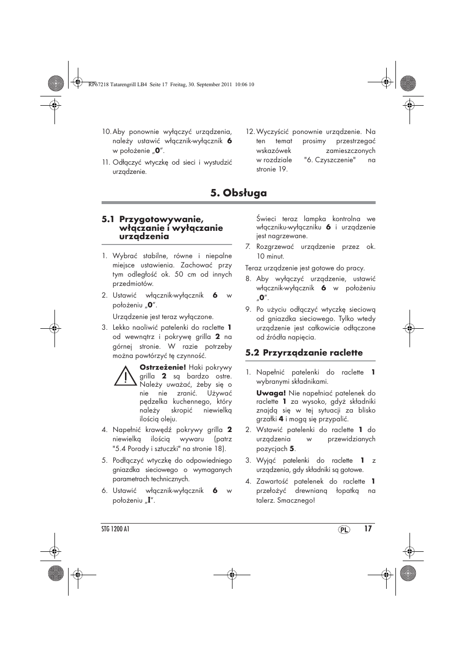 Obsługa | Silvercrest STG1200A1 User Manual | Page 19 / 74
