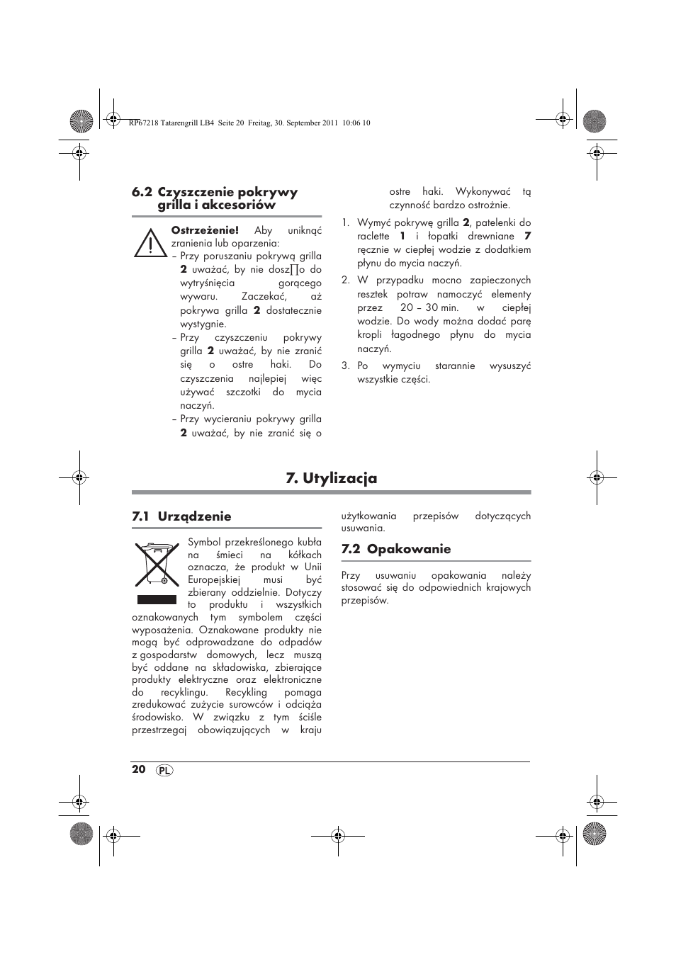 Utylizacja | Silvercrest STG1200A1 User Manual | Page 22 / 74