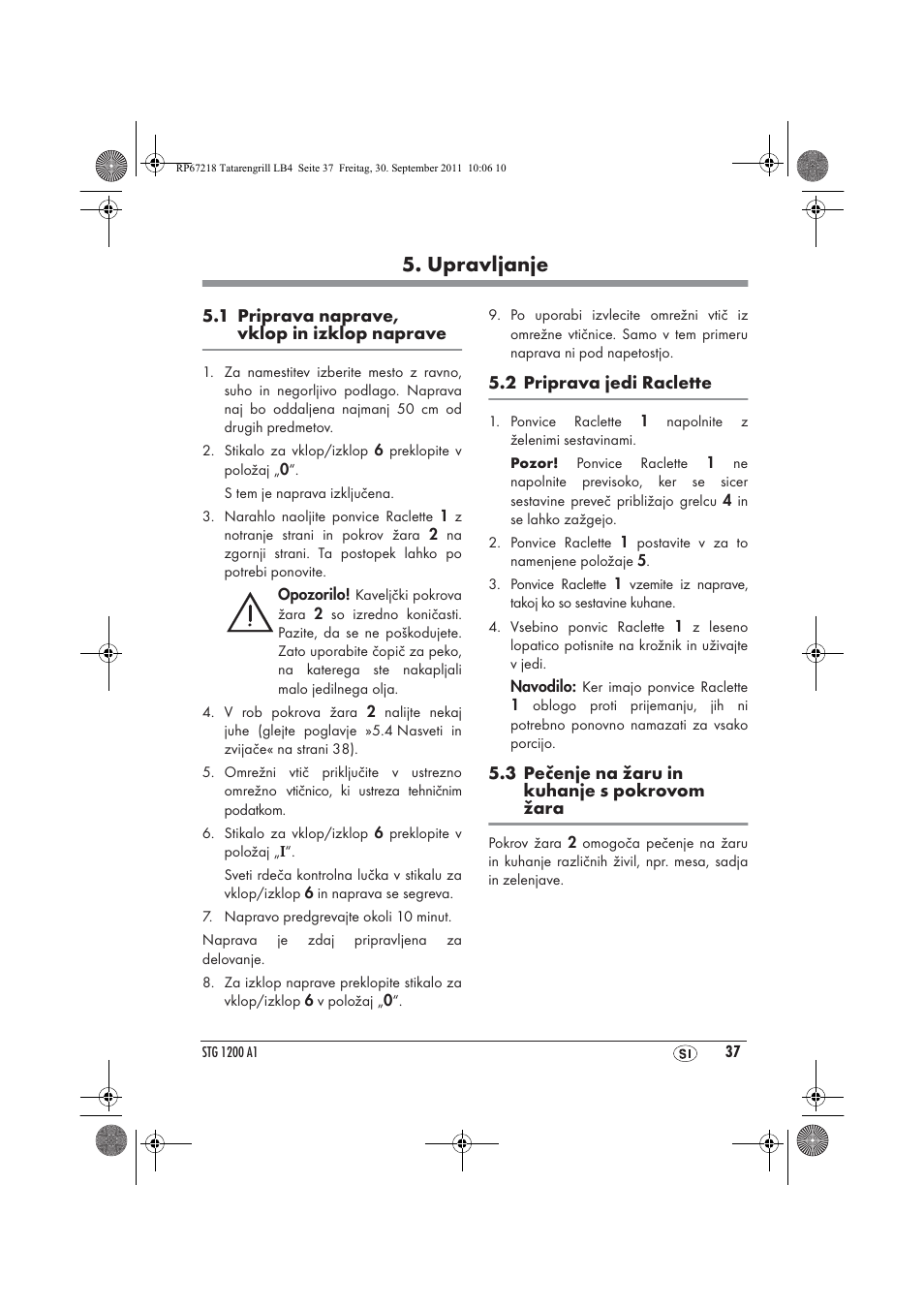 Upravljanje | Silvercrest STG1200A1 User Manual | Page 39 / 74