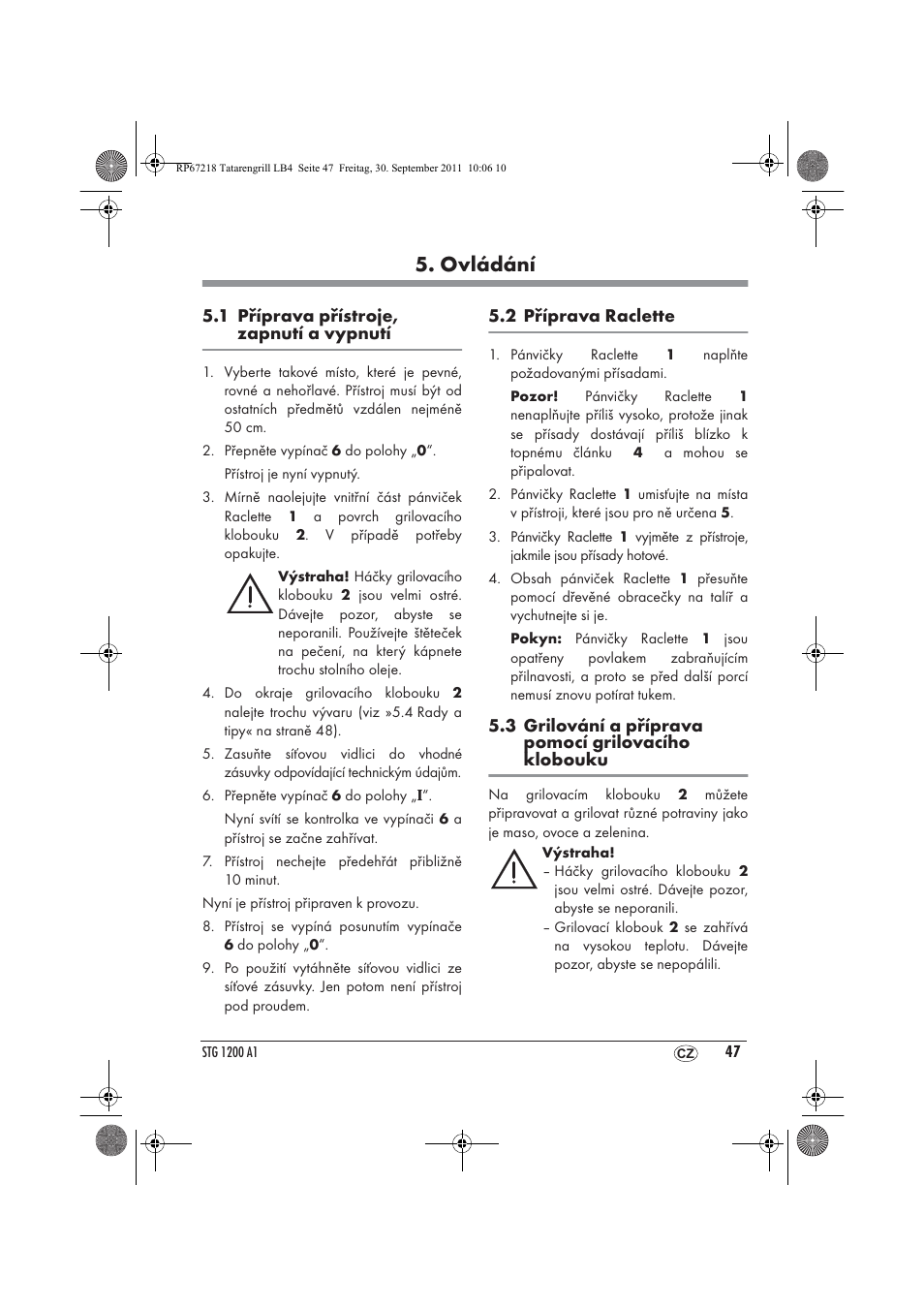 Ovládání | Silvercrest STG1200A1 User Manual | Page 49 / 74