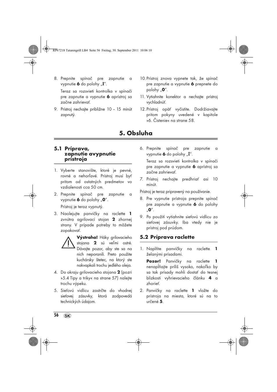 Obsluha | Silvercrest STG1200A1 User Manual | Page 58 / 74