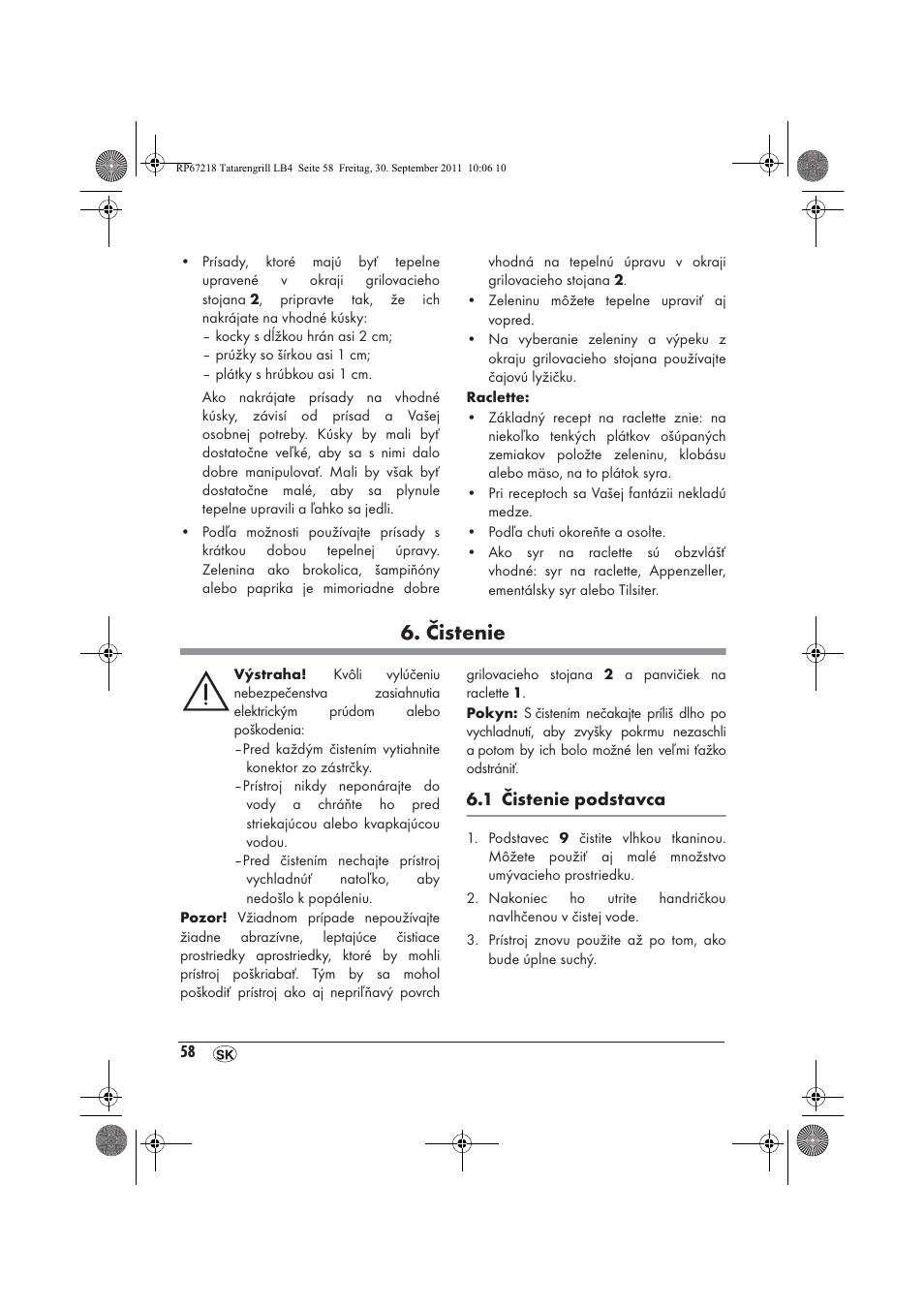 Čistenie | Silvercrest STG1200A1 User Manual | Page 60 / 74