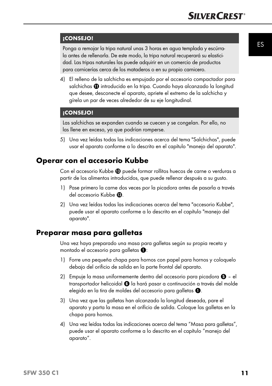 Operar con el accesorio kubbe, Preparar masa para galletas | Silvercrest SFW 350 C1 User Manual | Page 14 / 93