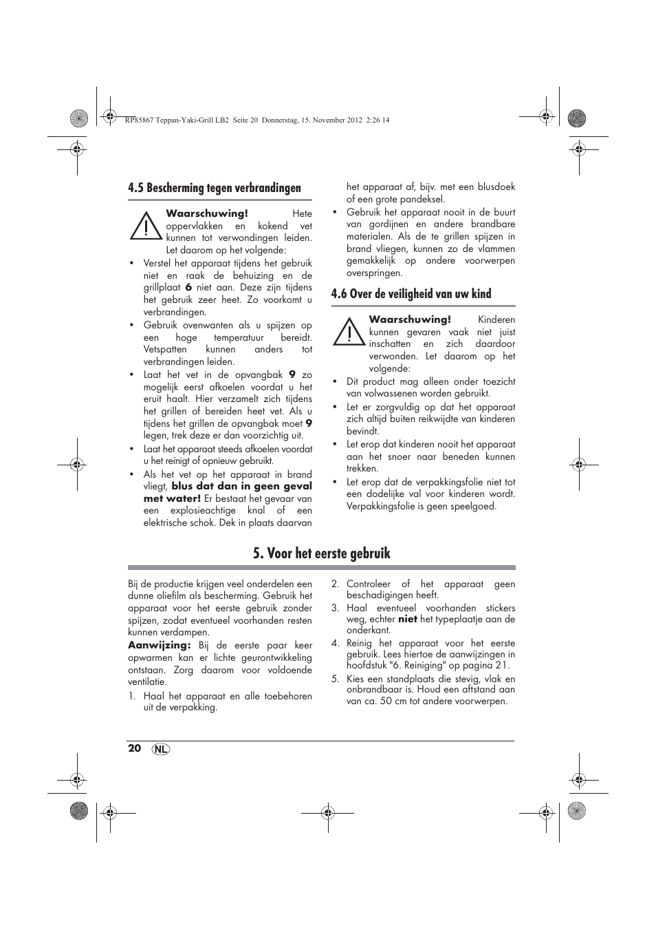 Voor het eerste gebruik, 5 bescherming tegen verbrandingen, 6 over de veiligheid van uw kind | Silvercrest STYG 2000 A2 User Manual | Page 22 / 50