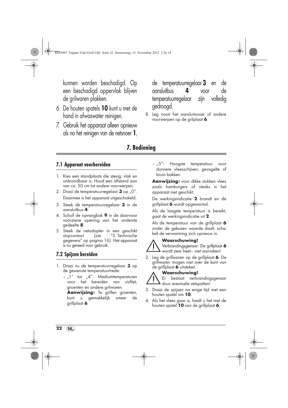 Bediening | Silvercrest STYG 2000 A2 User Manual | Page 24 / 50