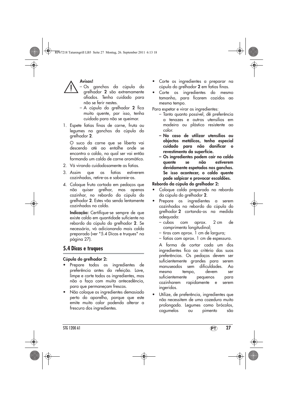 4 dicas e truques | Silvercrest STG1200A1 User Manual | Page 29 / 50