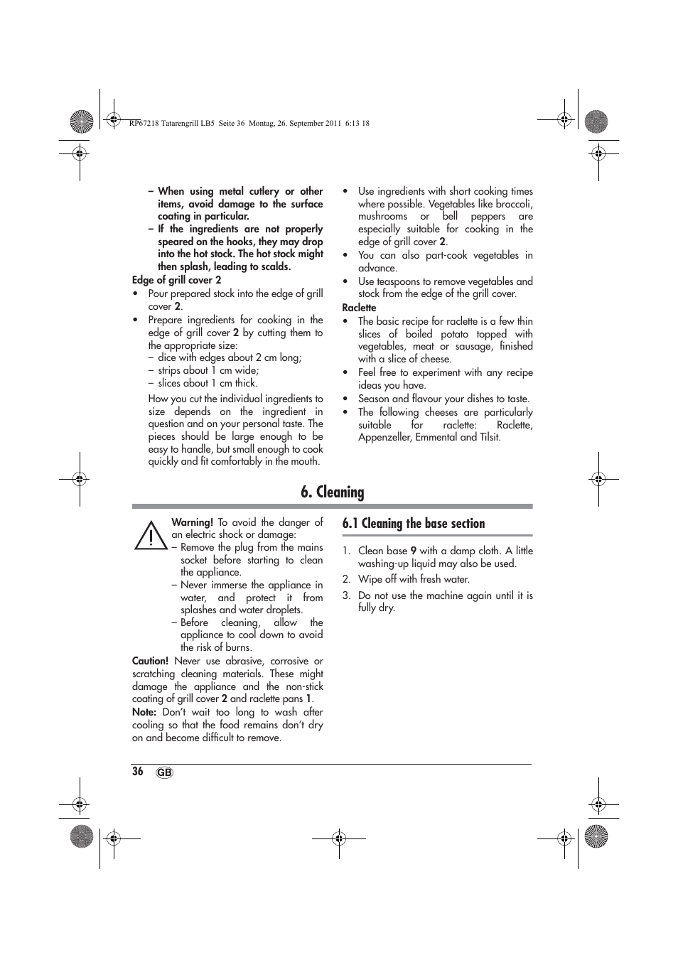 Cleaning | Silvercrest STG1200A1 User Manual | Page 38 / 50