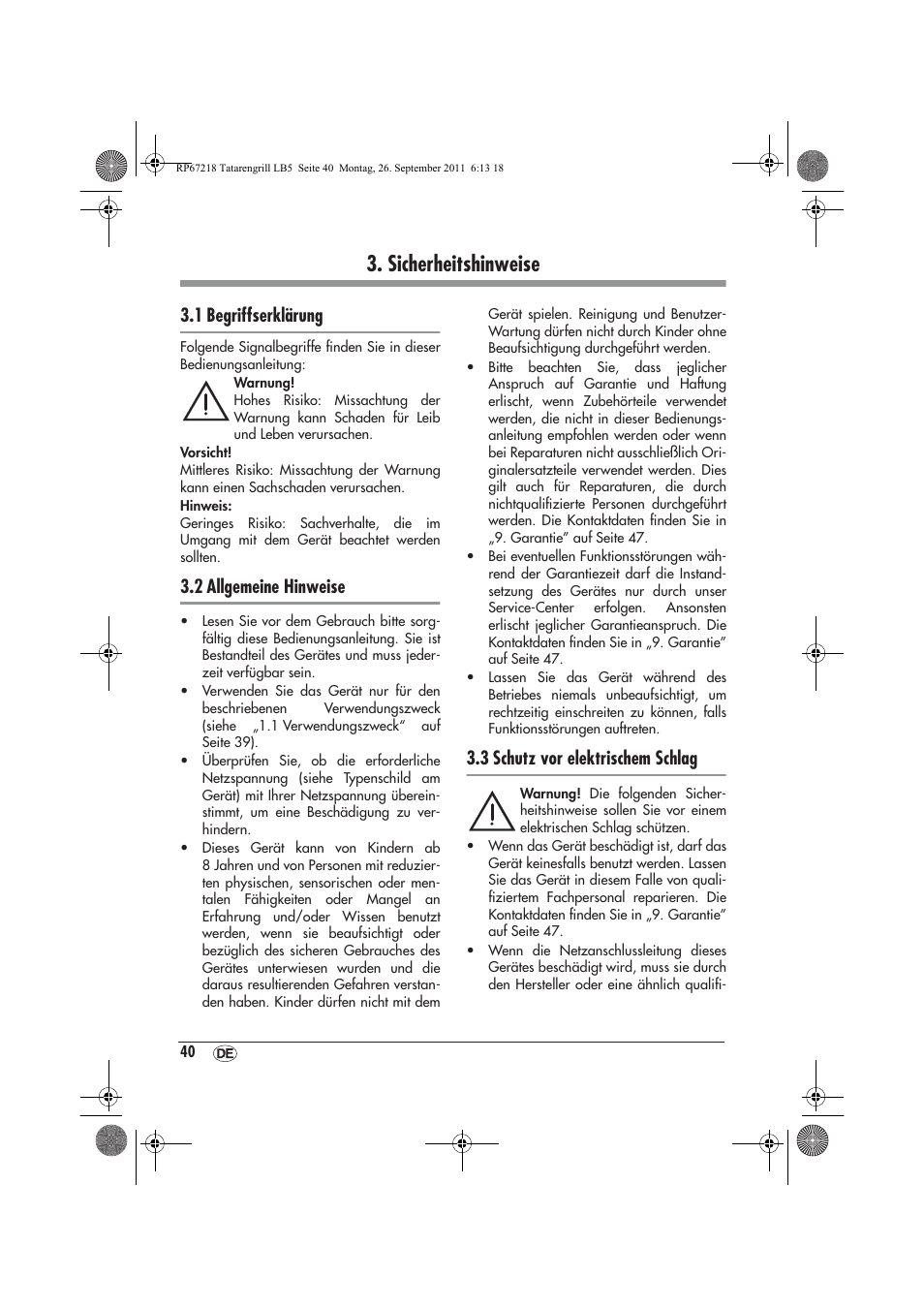 Sicherheitshinweise, 1 begriffserklärung, 2 allgemeine hinweise | 3 schutz vor elektrischem schlag | Silvercrest STG1200A1 User Manual | Page 42 / 50