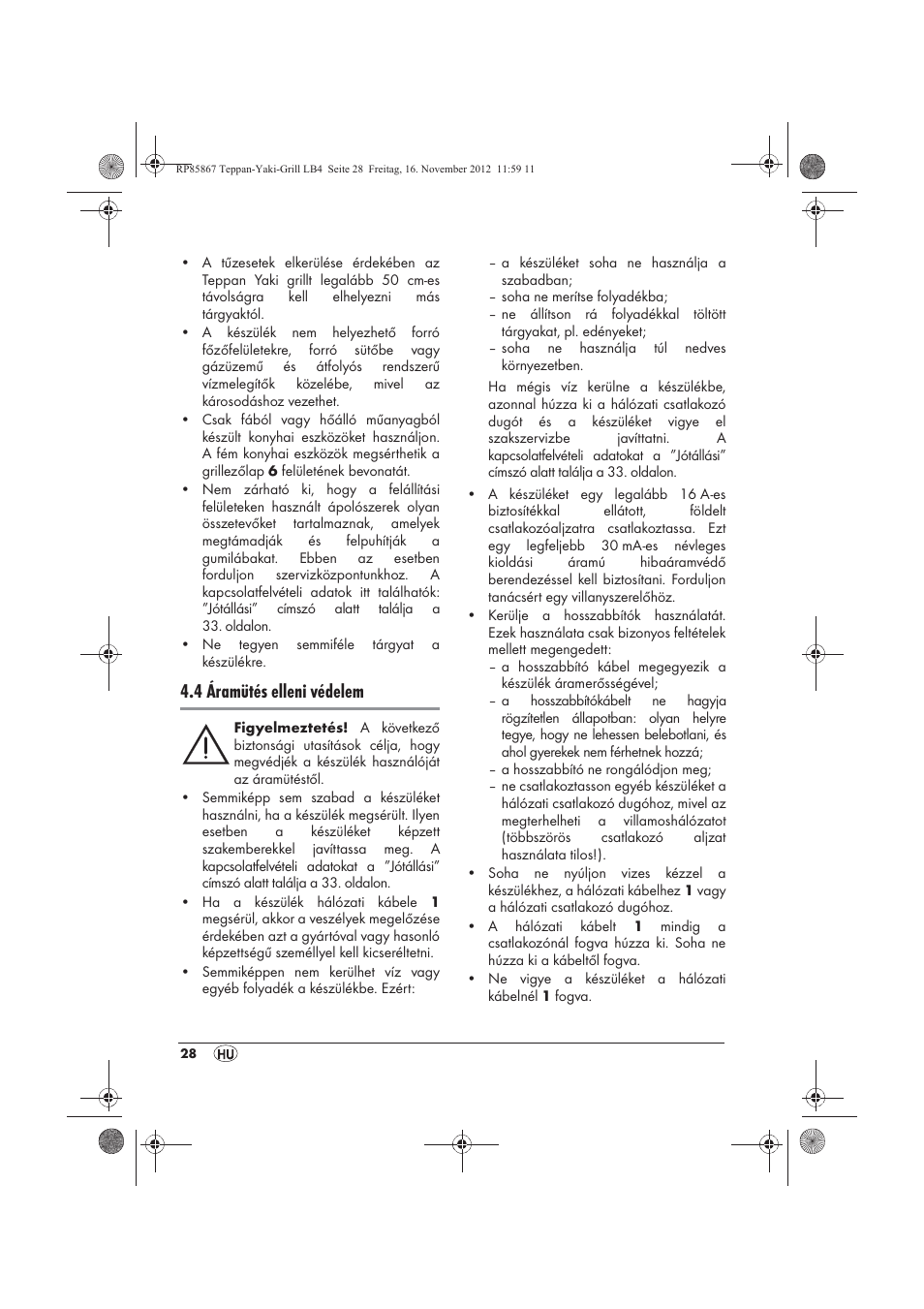 4 áramütés elleni védelem | Silvercrest STYG 2000 A2 User Manual | Page 30 / 82