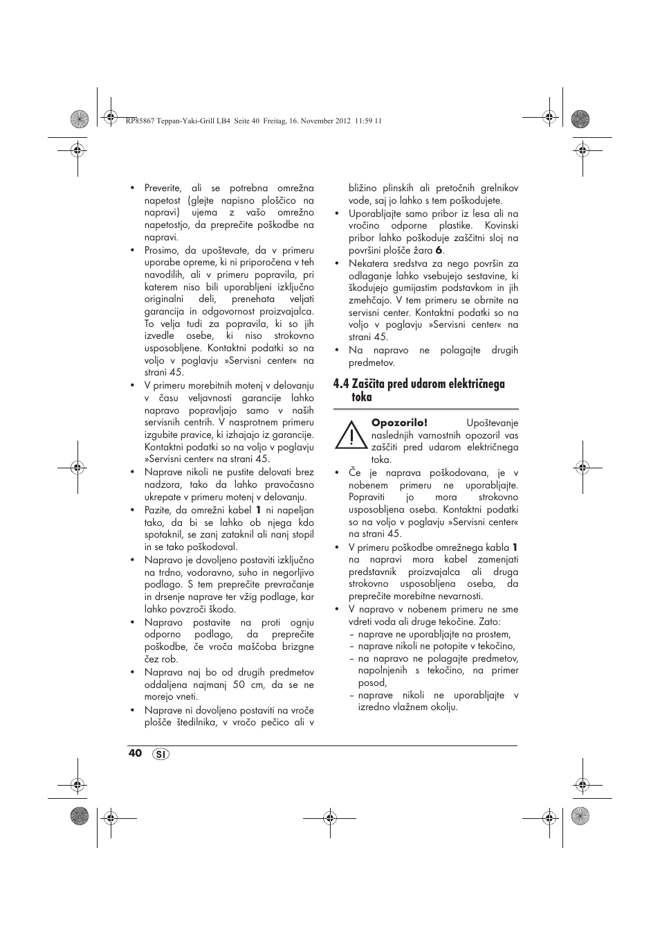 4 zaščita pred udarom električnega toka | Silvercrest STYG 2000 A2 User Manual | Page 42 / 82