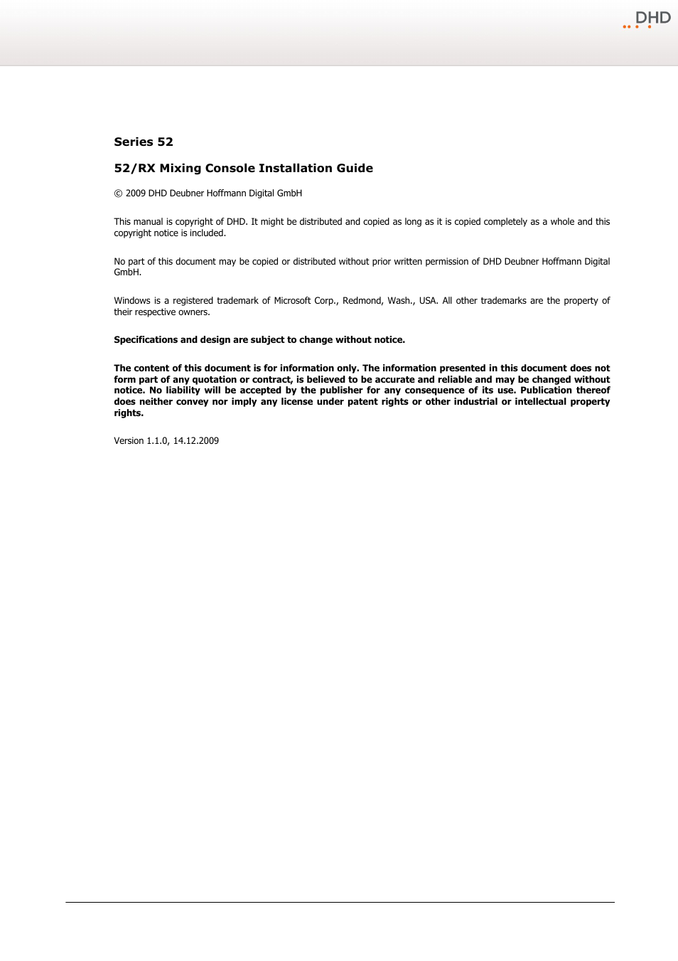 Terms of use - legal disclaimer, 1terms of use - legal disclaimer | DHD Power Cruiser RX User Manual | Page 3 / 16