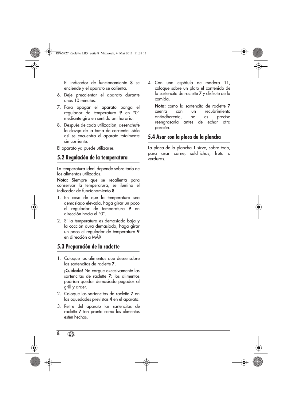 2 regulación de la temperatura, 3 preparación de la raclette, 4 asar con la placa de la plancha | Silvercrest SRG1200A1 User Manual | Page 10 / 46