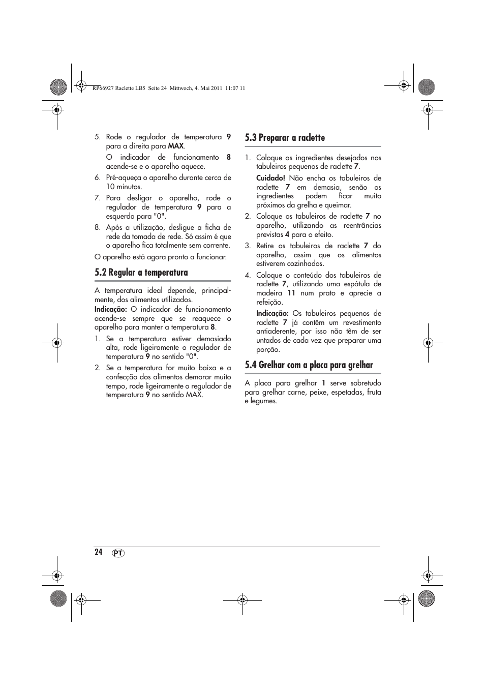 2 regular a temperatura, 3 preparar a raclette, 4 grelhar com a placa para grelhar | Silvercrest SRG1200A1 User Manual | Page 26 / 46