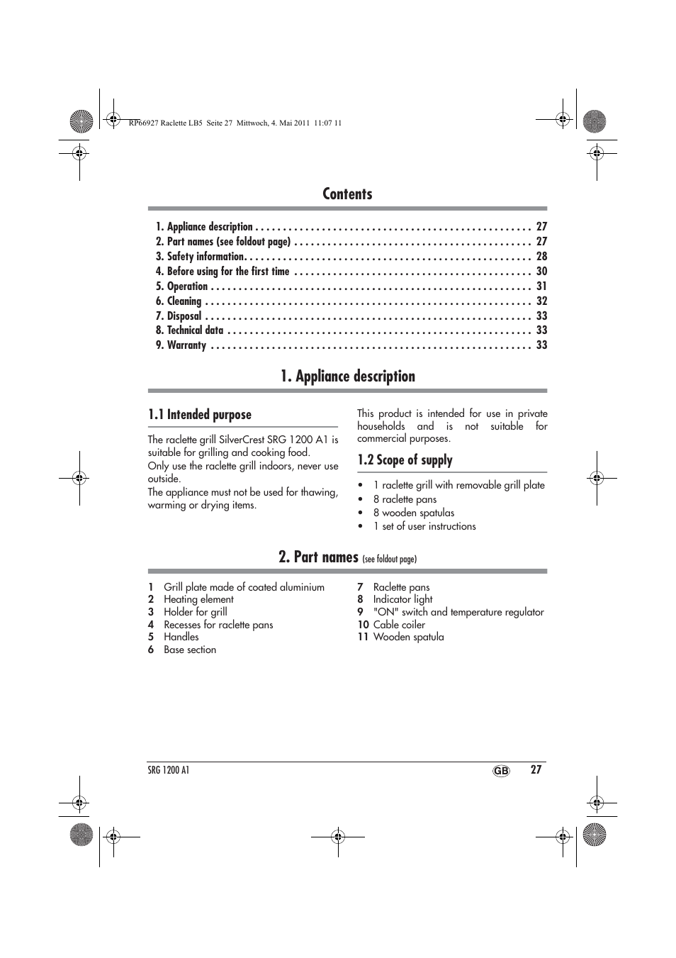 Silvercrest SRG1200A1 User Manual | Page 29 / 46