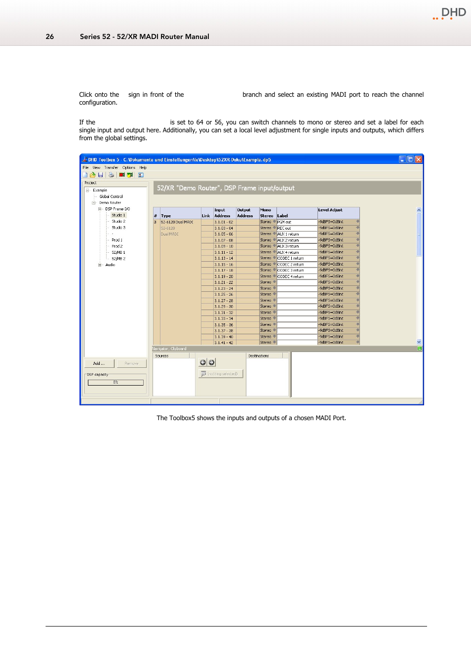 Configure and label single inputs and outputs, 3 configure and label single inputs and outputs | DHD Power Cruiser MADI 52/XR User Manual | Page 29 / 60