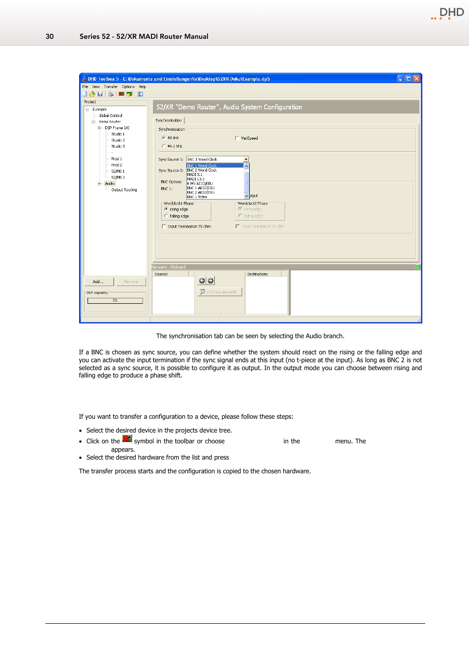 Transferring a configuration to a device, 7 transferring a configuration to a device | DHD Power Cruiser MADI 52/XR User Manual | Page 33 / 60