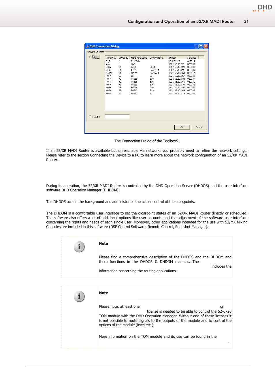 Operation with dhdos and dhdom, 2 operation with dhdos and dhdom | DHD Power Cruiser MADI 52/XR User Manual | Page 34 / 60