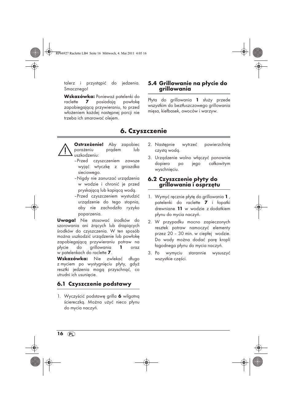 Czyszczenie | Silvercrest SRG1200A1 User Manual | Page 18 / 70