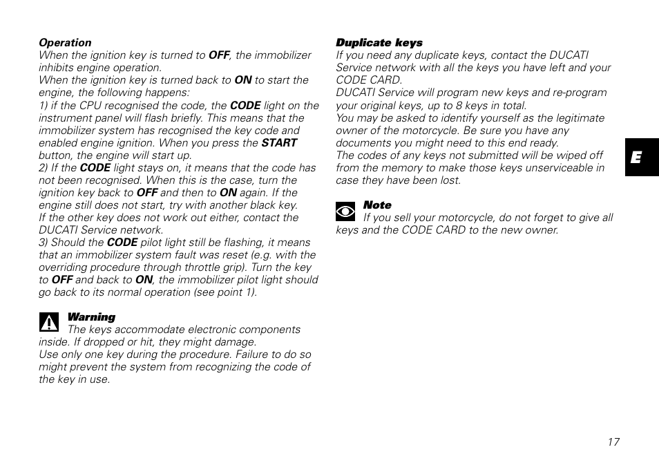 Ducati MOTORHOLDING 800SPORT User Manual | Page 17 / 84