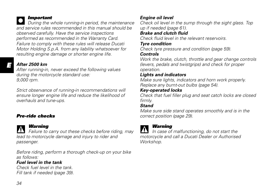 Ducati MOTORHOLDING 800SPORT User Manual | Page 34 / 84