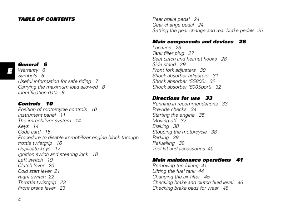 Ducati MOTORHOLDING 800SPORT User Manual | Page 4 / 84