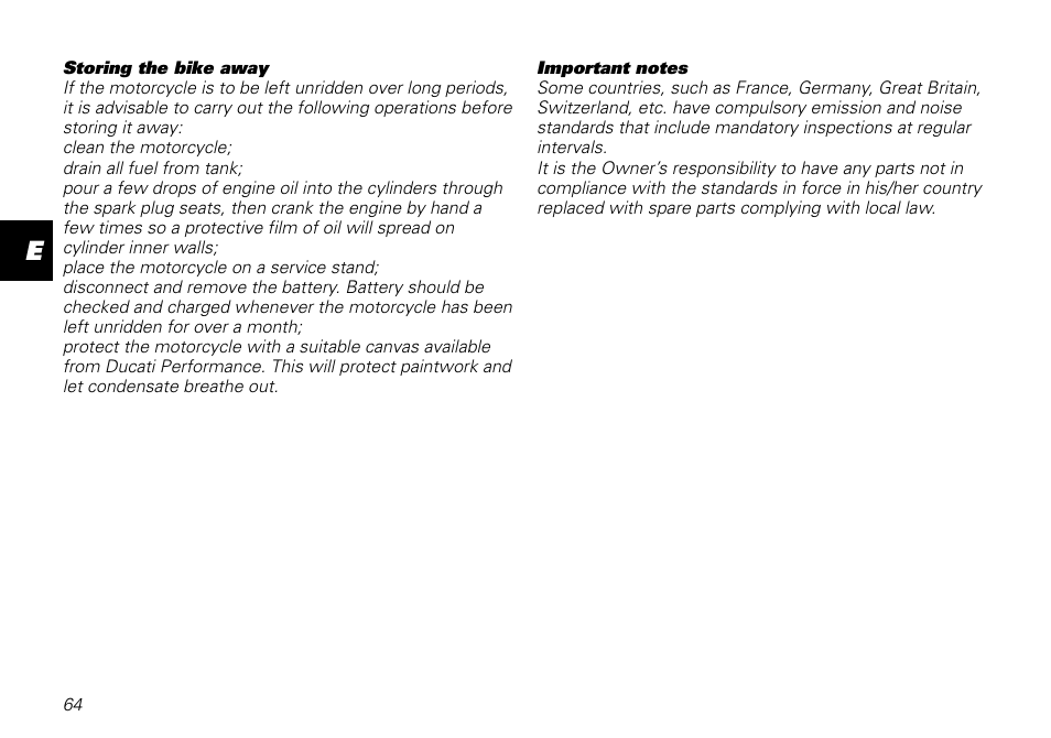 Ducati MOTORHOLDING 800SPORT User Manual | Page 64 / 84