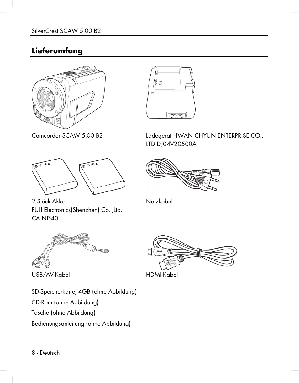 Lieferumfang | Silvercrest SCAW 5.00 B2 User Manual | Page 10 / 364