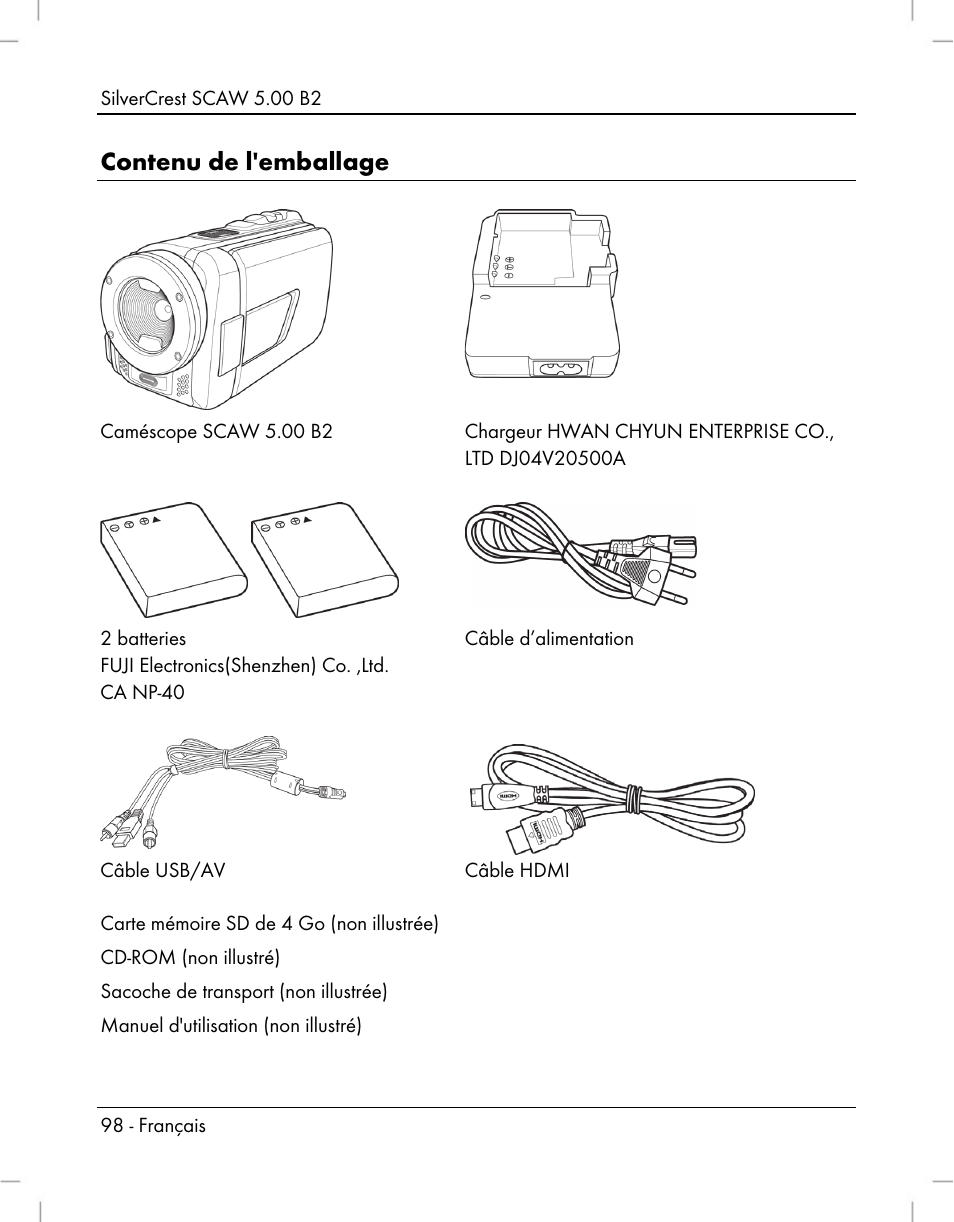 Contenu de l'emballage | Silvercrest SCAW 5.00 B2 User Manual | Page 100 / 364