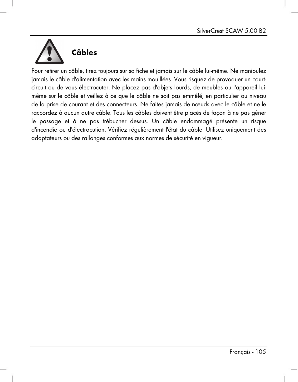 Câbles | Silvercrest SCAW 5.00 B2 User Manual | Page 107 / 364