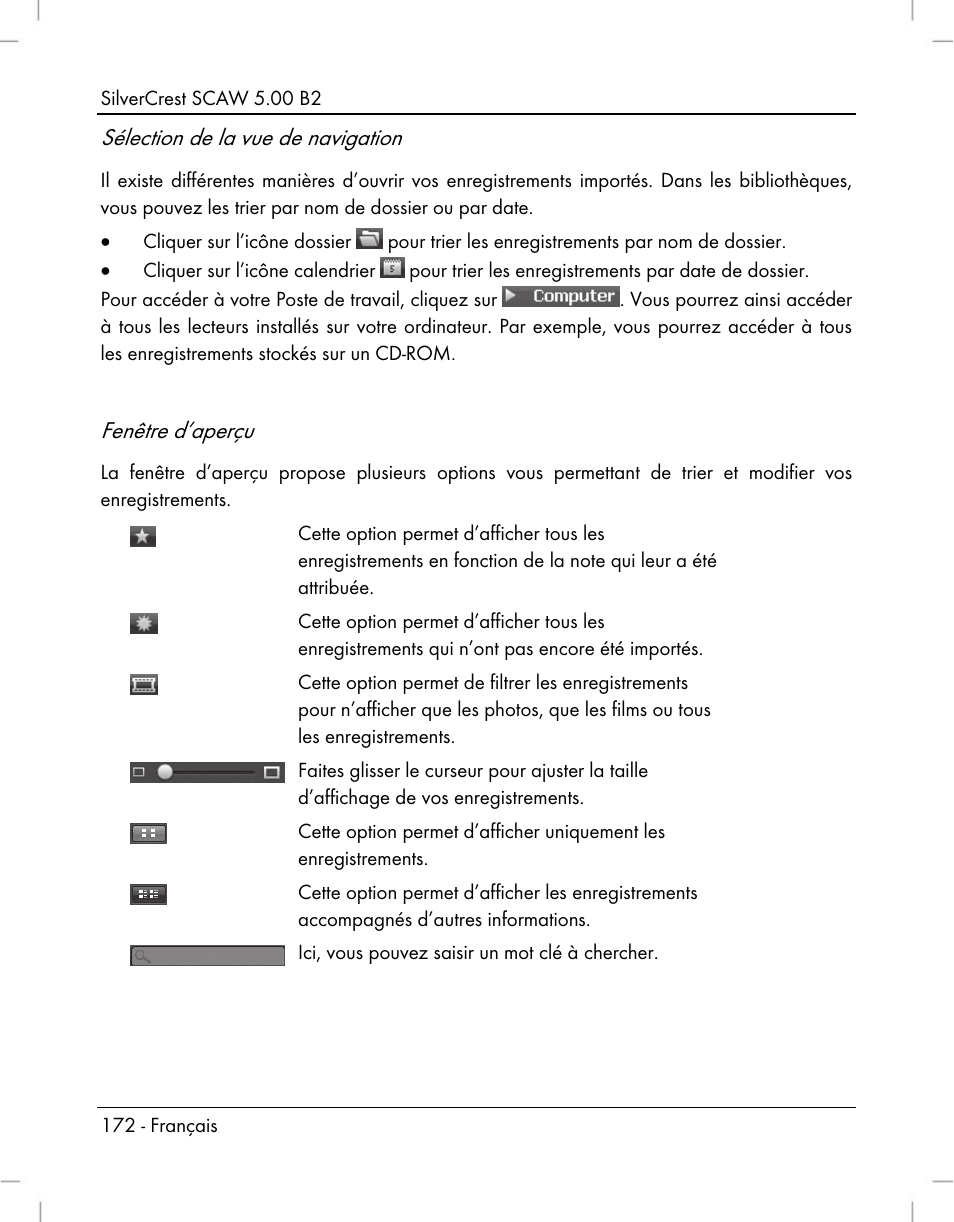 Sélection de la vue de navigation, Fenêtre d’aperçu | Silvercrest SCAW 5.00 B2 User Manual | Page 174 / 364