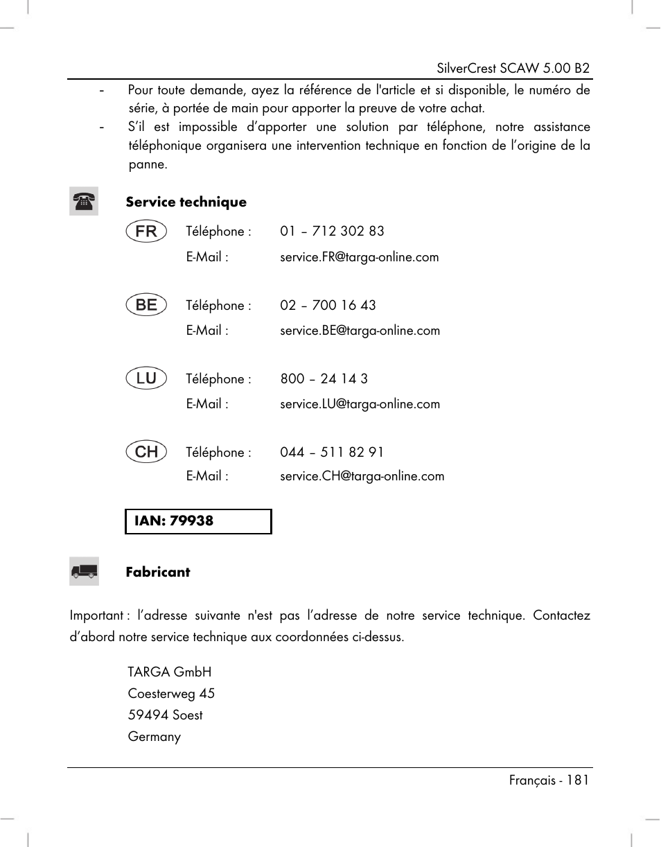 Silvercrest SCAW 5.00 B2 User Manual | Page 183 / 364