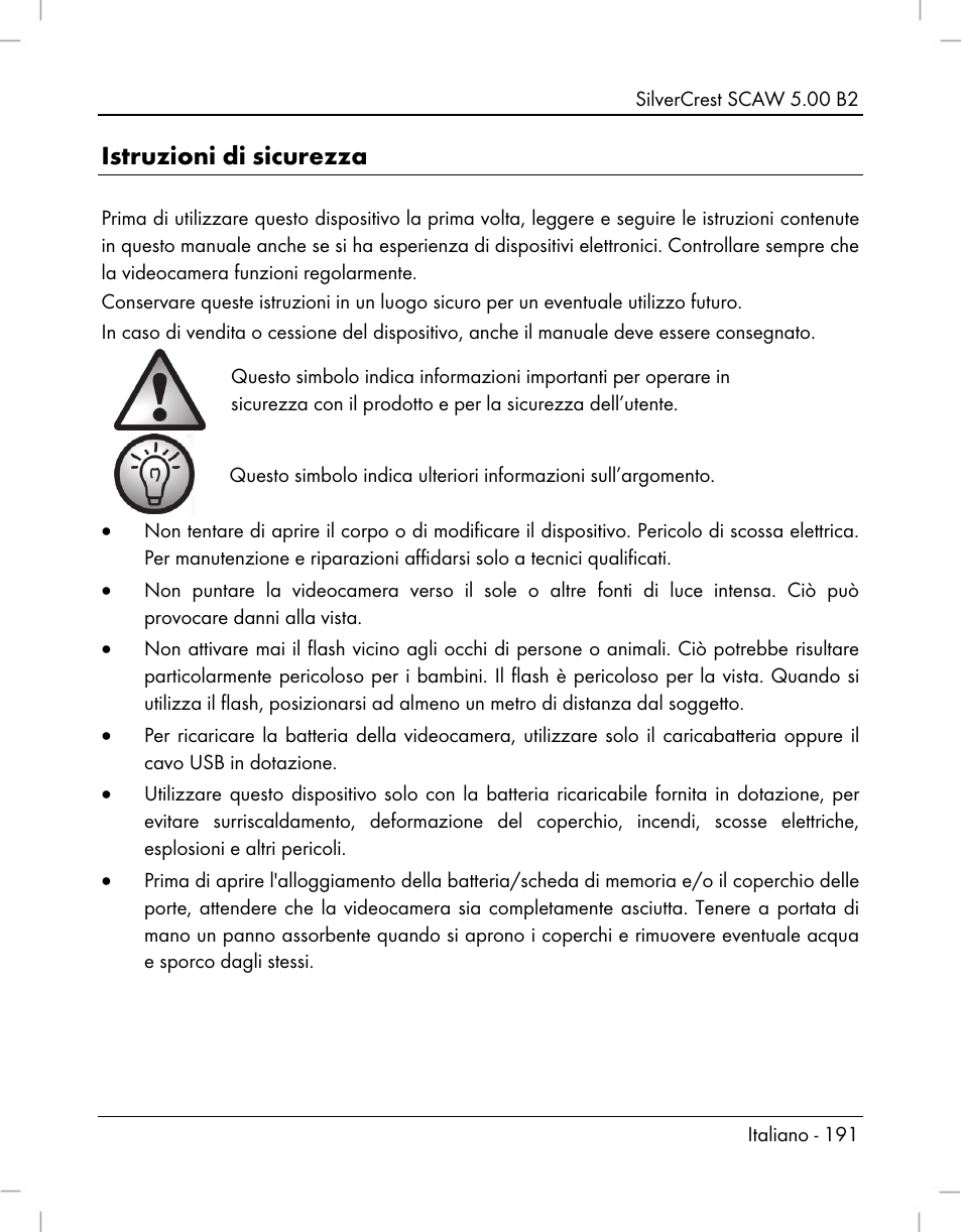 Istruzioni di sicurezza | Silvercrest SCAW 5.00 B2 User Manual | Page 193 / 364