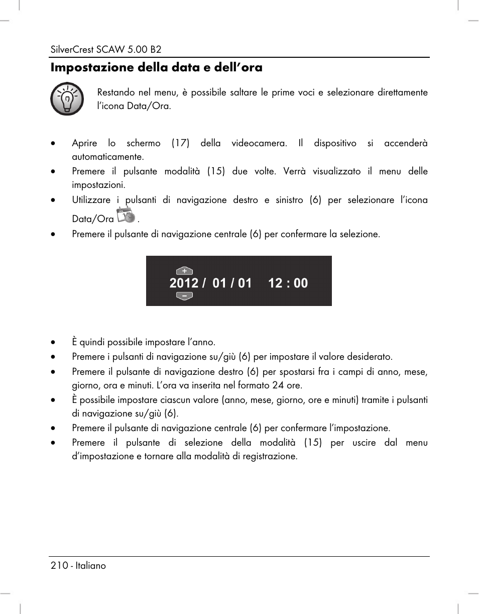 Impostazione della data e dell’ora | Silvercrest SCAW 5.00 B2 User Manual | Page 212 / 364