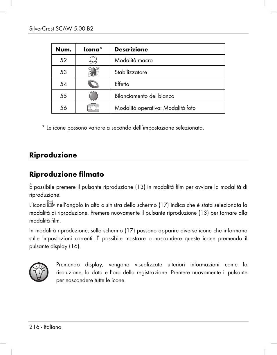Riproduzione riproduzione filmato | Silvercrest SCAW 5.00 B2 User Manual | Page 218 / 364