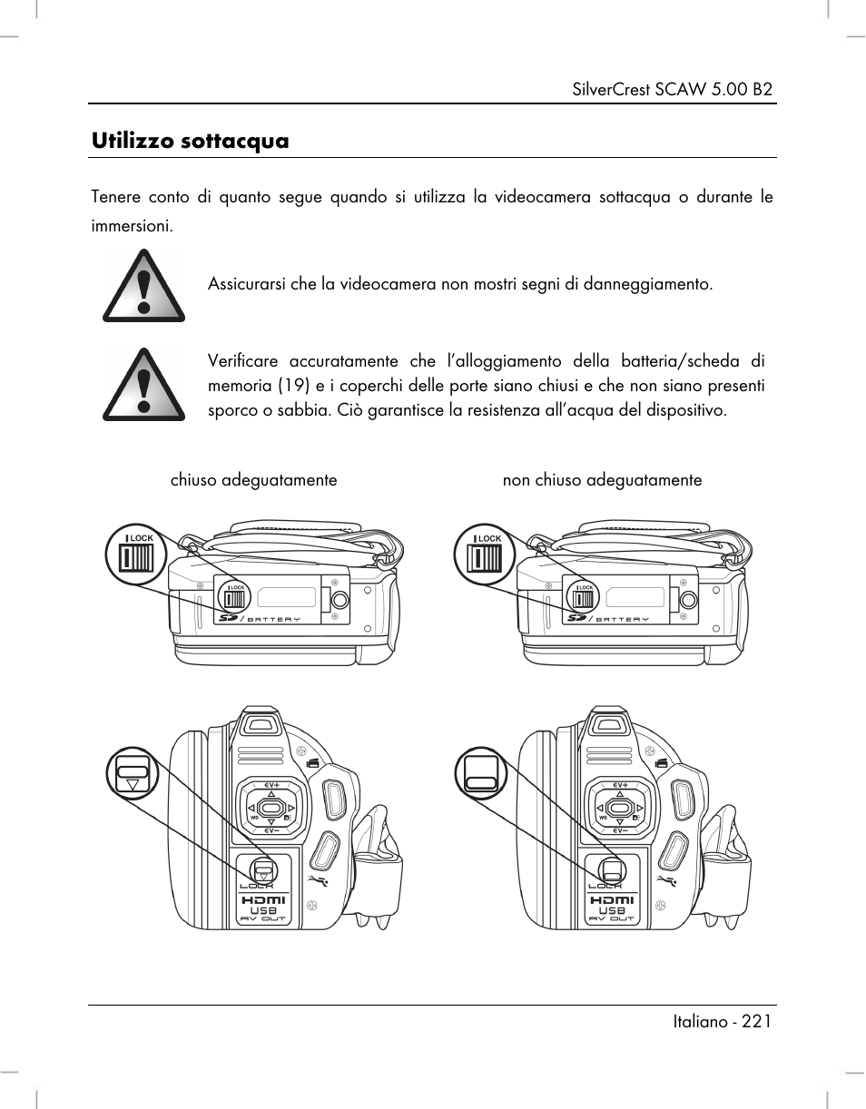 Utilizzo sottacqua | Silvercrest SCAW 5.00 B2 User Manual | Page 223 / 364