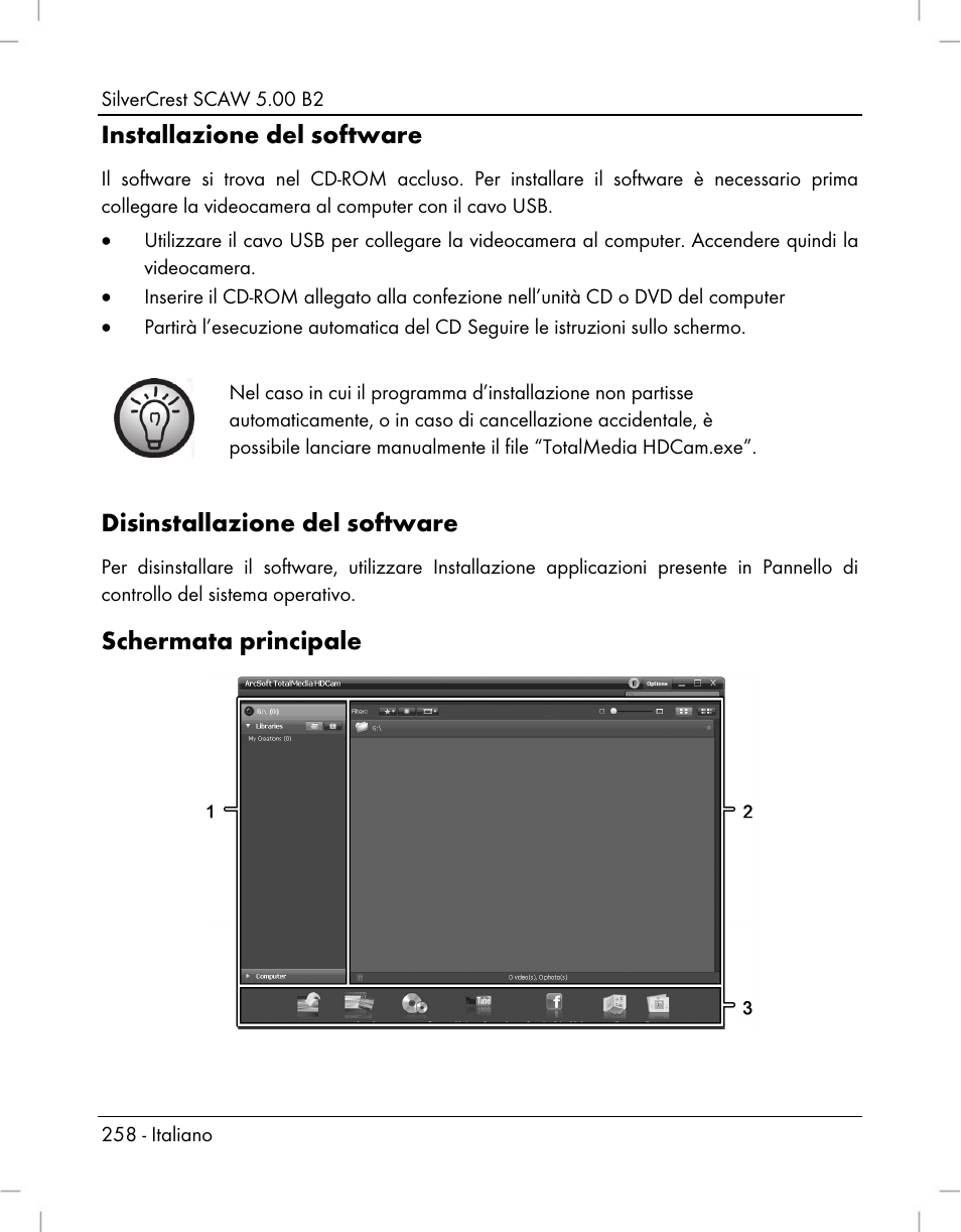 Installazione del software, Disinstallazione del software, Schermata principale | Silvercrest SCAW 5.00 B2 User Manual | Page 260 / 364