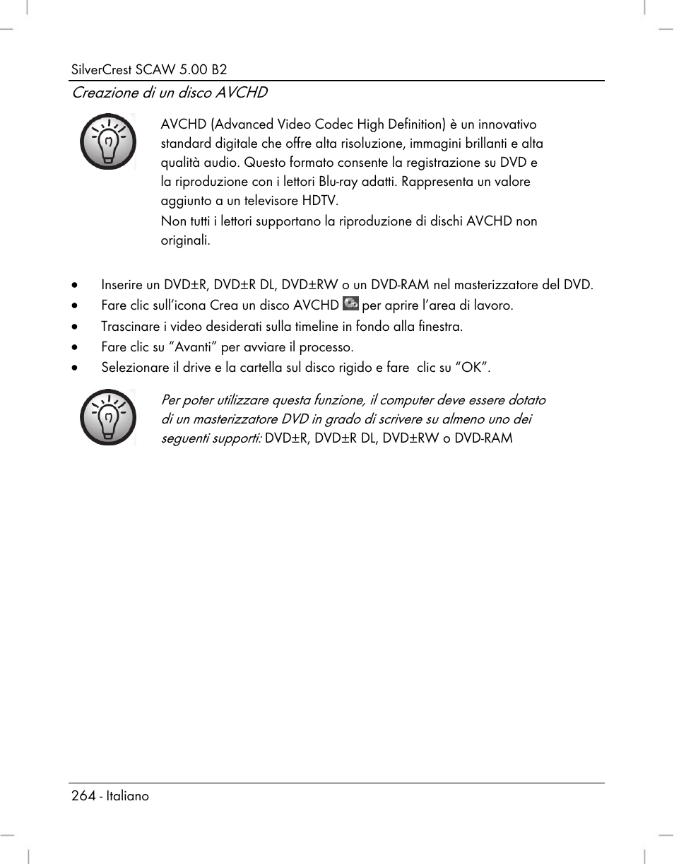 Creazione di un disco avchd | Silvercrest SCAW 5.00 B2 User Manual | Page 266 / 364