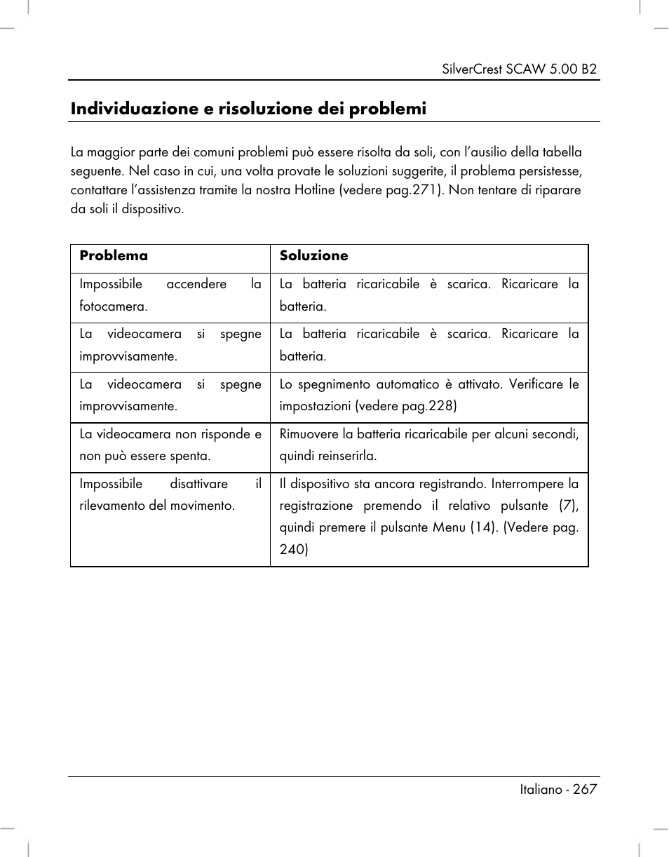 Individuazione e risoluzione dei problemi | Silvercrest SCAW 5.00 B2 User Manual | Page 269 / 364