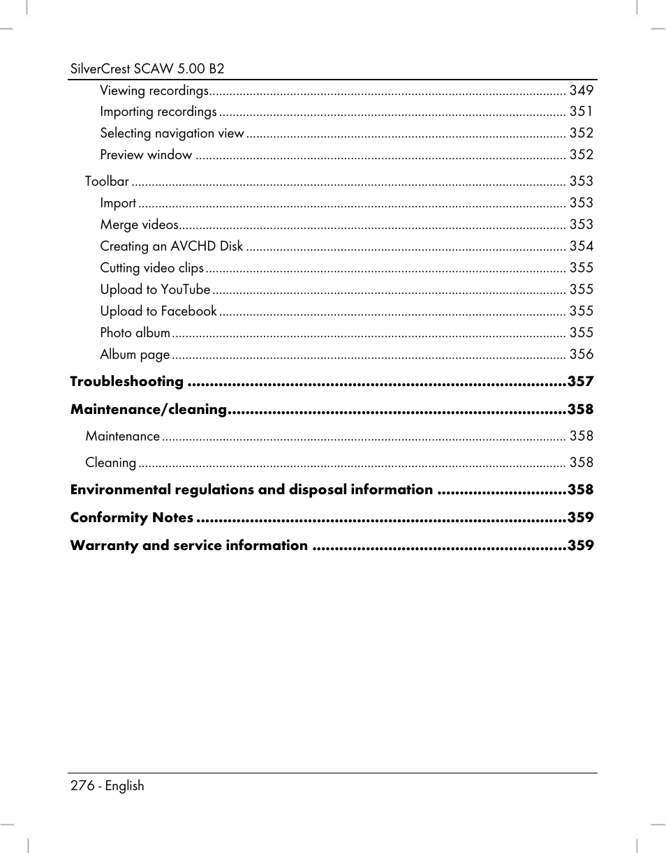 Silvercrest SCAW 5.00 B2 User Manual | Page 278 / 364