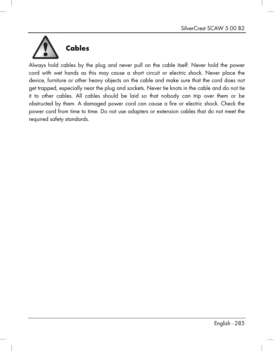 Cables | Silvercrest SCAW 5.00 B2 User Manual | Page 287 / 364