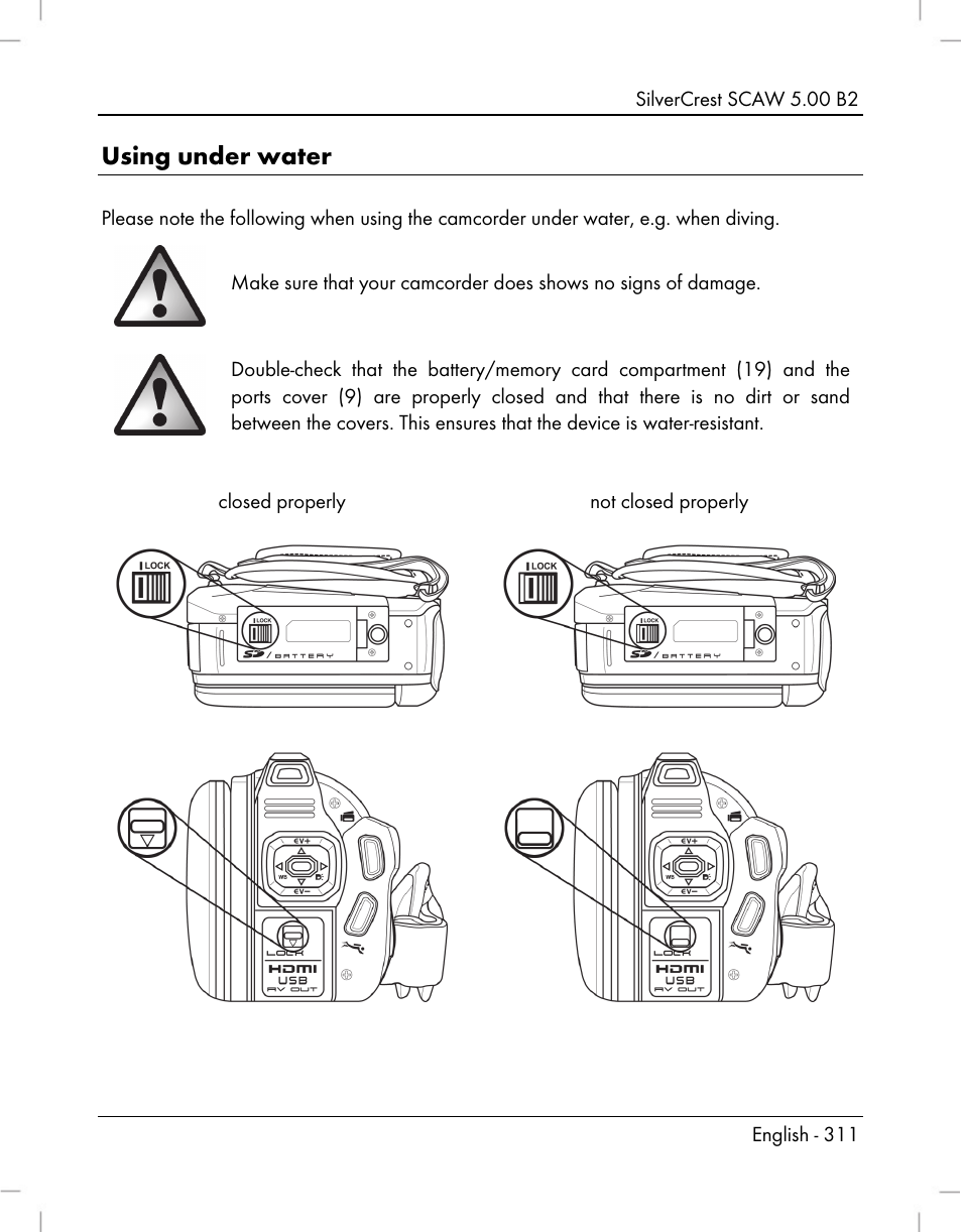 Using under water | Silvercrest SCAW 5.00 B2 User Manual | Page 313 / 364