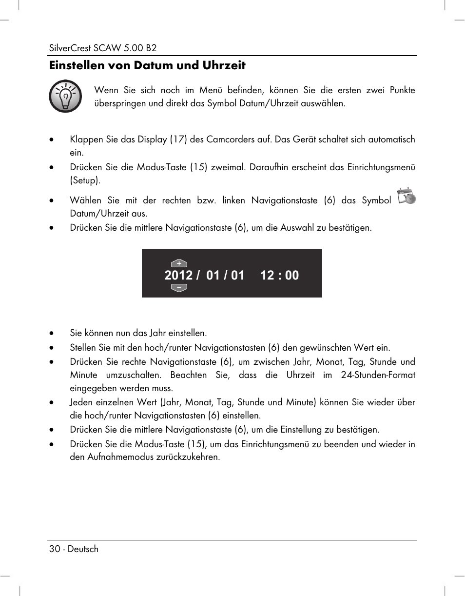 Einstellen von datum und uhrzeit | Silvercrest SCAW 5.00 B2 User Manual | Page 32 / 364