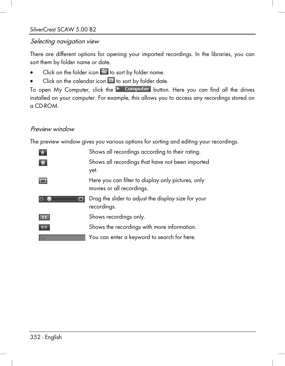 Selecting navigation view, Preview window | Silvercrest SCAW 5.00 B2 User Manual | Page 354 / 364