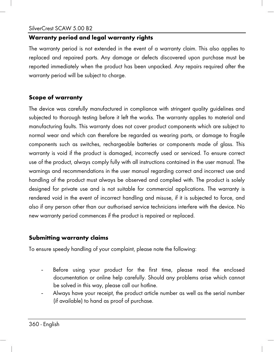 Silvercrest SCAW 5.00 B2 User Manual | Page 362 / 364