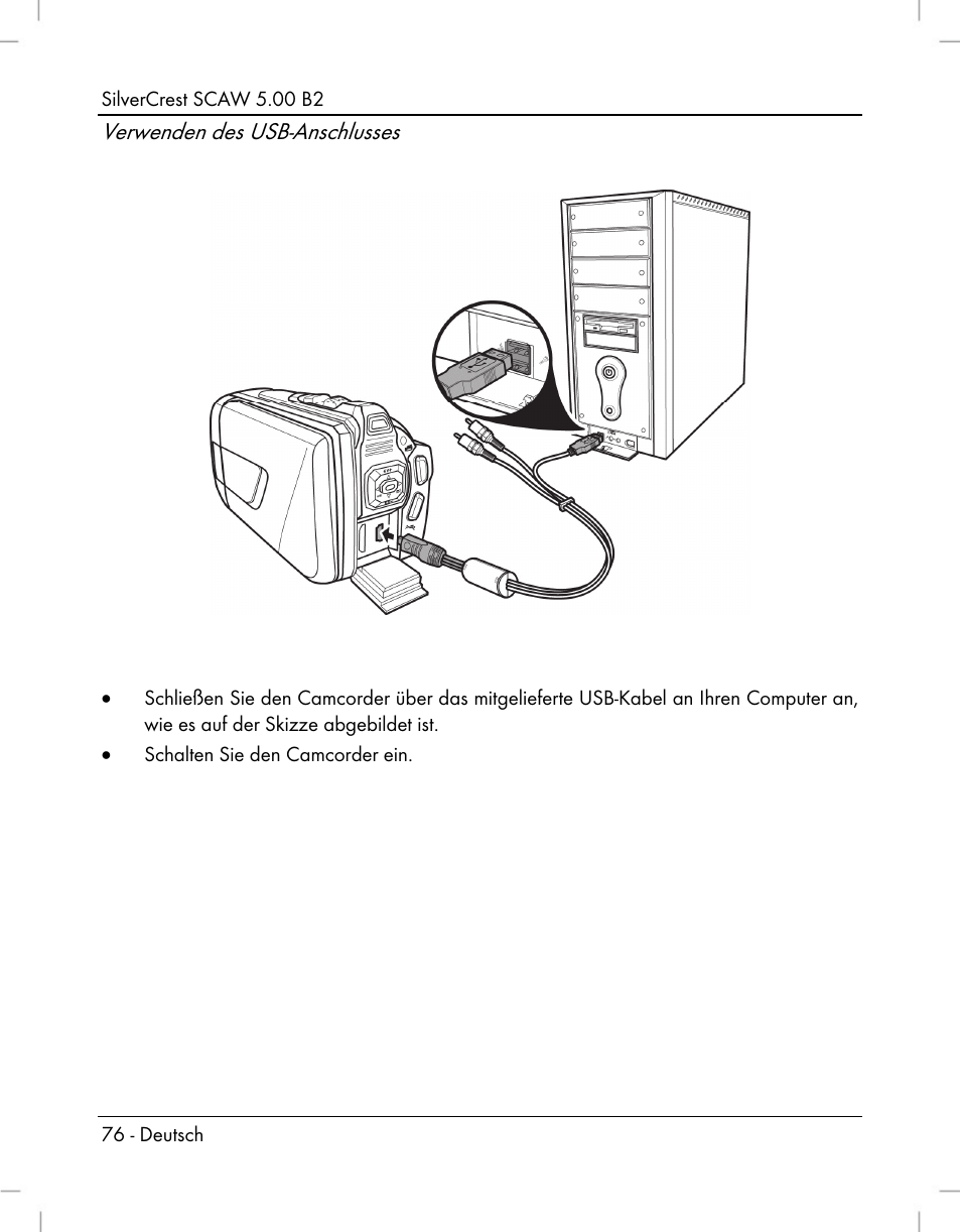 Verwenden des usb-anschlusses | Silvercrest SCAW 5.00 B2 User Manual | Page 78 / 364