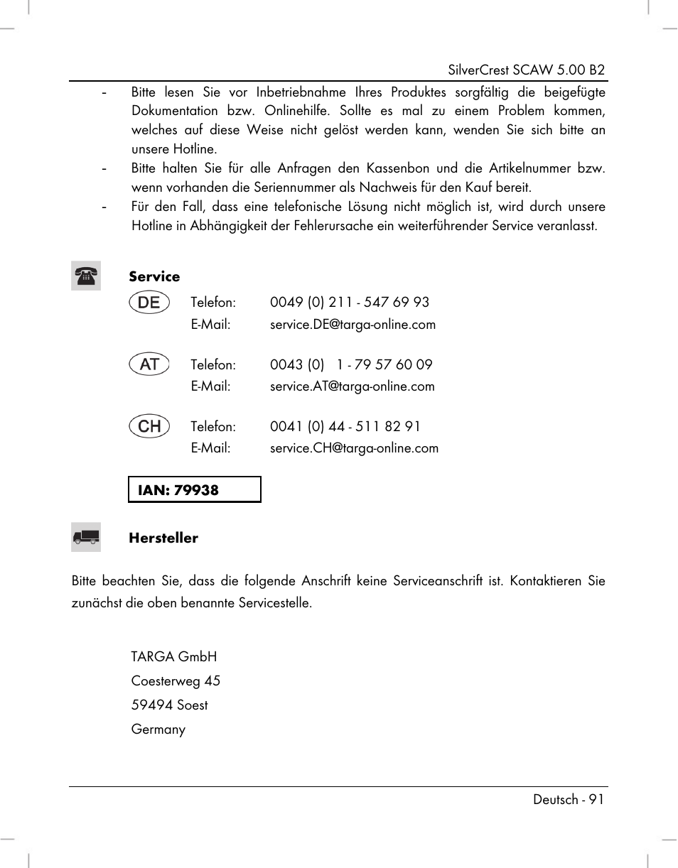 Silvercrest SCAW 5.00 B2 User Manual | Page 93 / 364