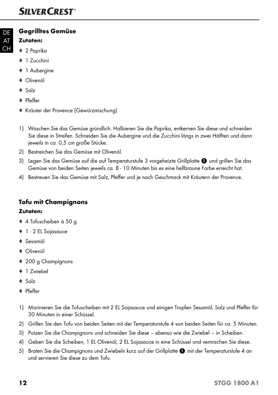 Silvercrest STGG 1800 A1 User Manual | Page 15 / 68
