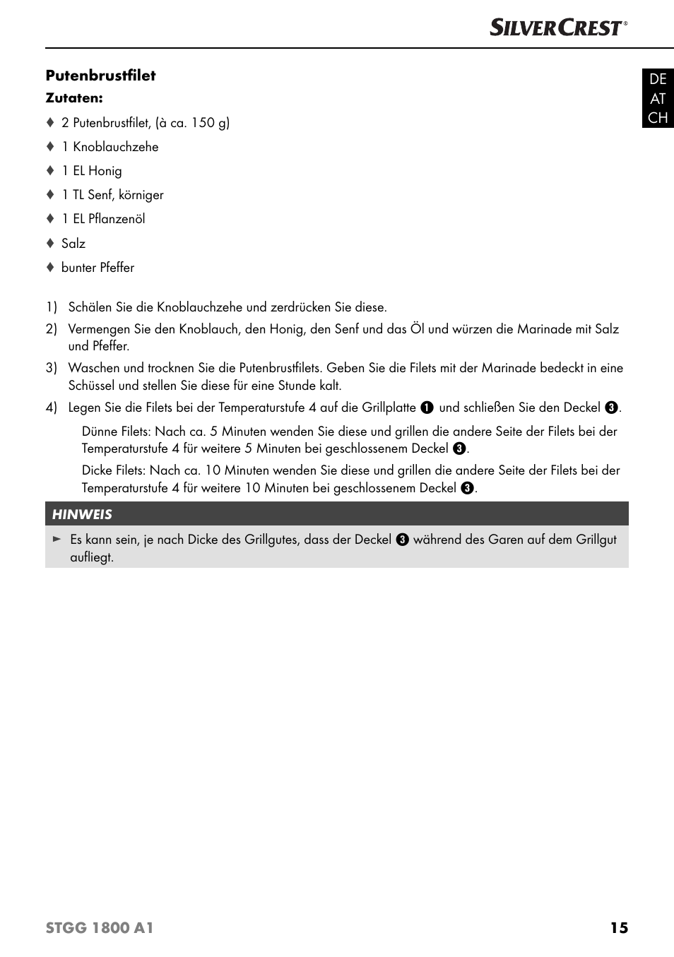 Silvercrest STGG 1800 A1 User Manual | Page 18 / 68