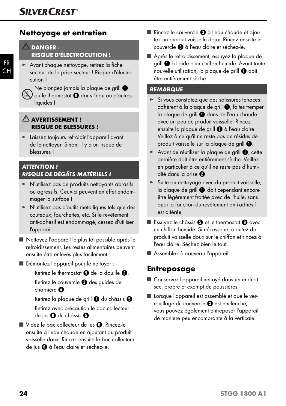 Nettoyage et entretien, Entreposage | Silvercrest STGG 1800 A1 User Manual | Page 27 / 68