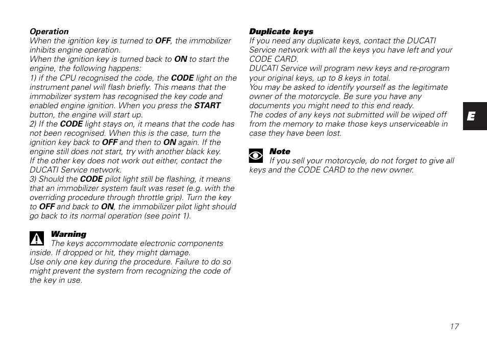 Ducati MONSTER 620 User Manual | Page 17 / 84